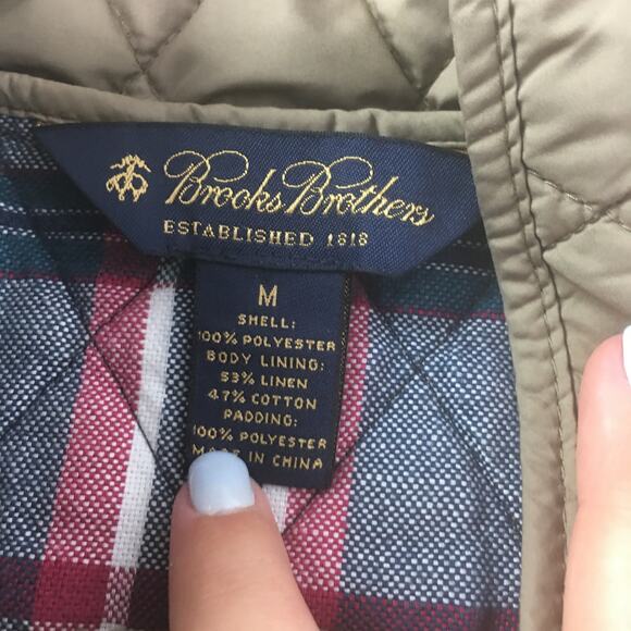 Brooks Brothers Womens Quilted Vest Jacket Lined Snap Button Beige Medium - Picture 4 of 7